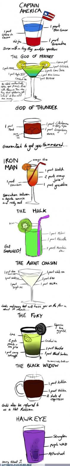 Avenger themed cocktails... this is so me