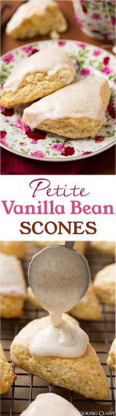 
                    
                        Petite Vanilla Bean Scones with Vanilla Bean Glaze (better than Starbucks!) - these are to die for! Soft, moist and utterly delicious.
                    
                