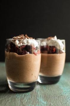 
                    
                        Black Forest Mousse - decadent, rich, and creamy vegan delight that's ready with FIVE ingredients only! | healthynibblesand...
                    
                