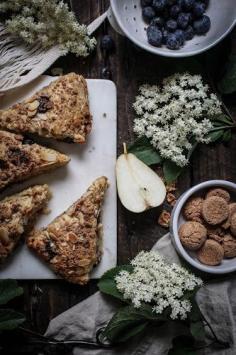 
                    
                        pear blueberry elderflower scones with almond amaretti crumb.
                    
                