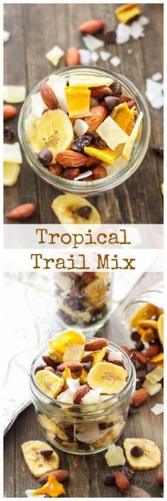 Tropical Trail Mix | Salty, sweet, and full of tropical flavors! The perfect snack for your next outdoor adventure!