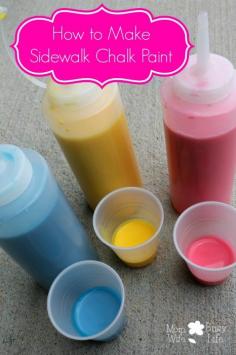How to Make Sidewalk Chalk Paint. Need to try white for marking fabric.