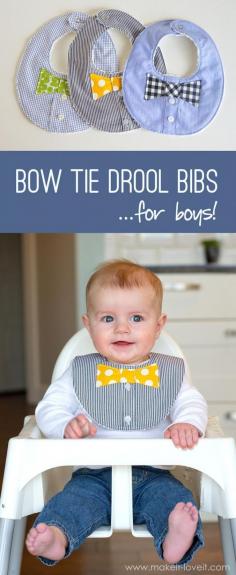 DIY Bow Tie Drool Bib for boys (from a Men's shirt)