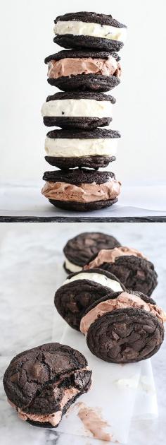 
                    
                        The double chocolate chip cookies are so good you almost don't need ice cream. Almost... | foodiecrush.com
                    
                