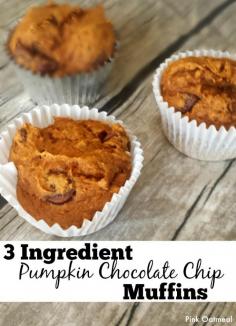 
                    
                        Pumpkin Chocolate Chip Muffins - 3 Ingredients - Pink Oatmeal
                    
                