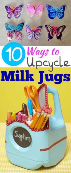 10 Ways to Upcycle Milk Jugs- Fun creative ways to upcycle and recycle old milk jugs.  Crafts, projects and Tutorials http://calgary.isgreen.ca/category/recycling/industrial/