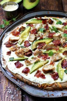 Chicken Alfredo Bacon & Avocado Pizza