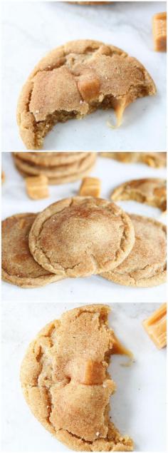 Brown Butter Salted Caramel Snickerdoodle  Cookie Recipe on twopeasandtheirpod.com The BEST cookies you will ever eat!