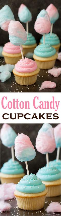 
                    
                        Cotton Candy Cupcakes - these are so fun! My kids loved them! The cupcakes are so soft and fluffy and the buttercream is melt-in-your-mouth amazing!
                    
                