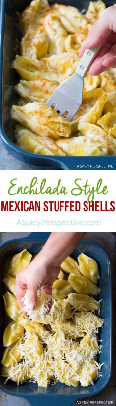 
                    
                        Creamy Enchilada-Style Mexican Stuffed Shells on ASpicyPerspective...
                    
                