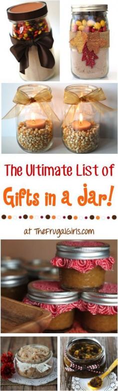 Gifts in a Jar Recipes! ~ from TheFrugalGirls.com ~ The Ultimate List of Mason Jar Homemade Gift Ideas! Easy to make and SO fun to receive! #masonjars #giftsinajar #thefrugalgirls