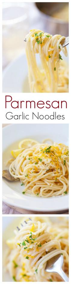 parmesan garlic noodles - easy peasy recipe that takes 20 minutes and great for the entire family.