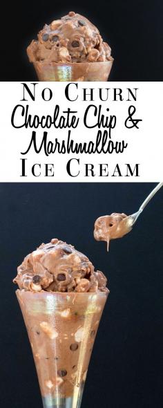 No Churn Chocolate Chip  Marshmallow Ice Cream - Errens Kitchen - Condensed milk is a magic ingredient in this recipe - the end result will be creamy, smooth and not icy at all.