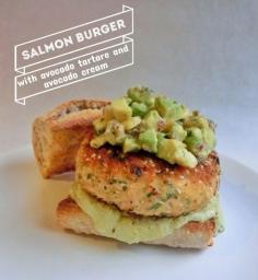 
                    
                        Salmon Burger with Avocado Tartare and Avocado Cream
                    
                