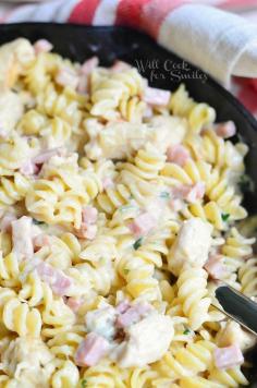 Chicken Cordon Bleu Pasta Dish | from willcookforsmiles.com #cordonbleu #pasta