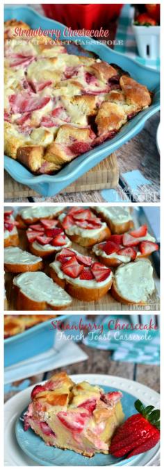Overnight Strawberry Cheesecake French Toast Casserole | MomOnTimeout.com | #breakfast #casserole #recipe