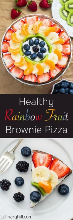 
                    
                        A lightened-up Brownie Pizza crust topped with a Greek yogurt spread and piles of fresh fruit. Its a sweetly satisfying summer treat thats better for you!
                    
                