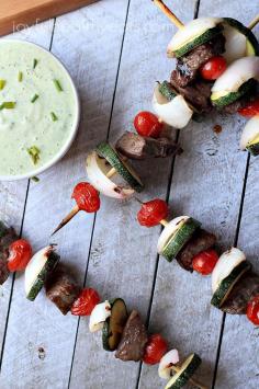 Grilled Beef Kabobs Avocado Cucumber Tzatziki | joyfulhealthyeats.com #recipes #glutenfree #beef #grillrecipes #beef #healthy #easy #quick