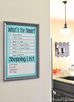 DIY dry erase meal planning board