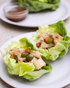 chicken lettuce wraps with a sweet peanut butter sauce. perfection. #yummy #dinner #recipe
