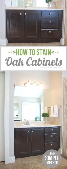 
                    
                        How to Stain OAK Cabinets...the simple method (no sanding necessary)! |via Make It and Love It
                    
                