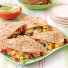 Smoked Turkey and Mango Quesadillas #recipe. If your family likes spicy foods, add a finely diced jalapeno