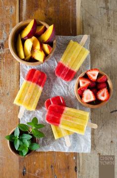 Okay.. it's not juice.. per se..   Strawberry and Peach Ice Pops Recipe | Chew Town Food Blog