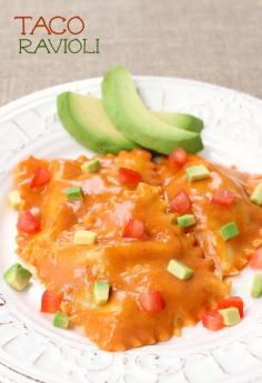 
                    
                        Beef filled ravioli with a creamy enchilada sauce. garnish with fresh avocado and tomatoes!
                    
                