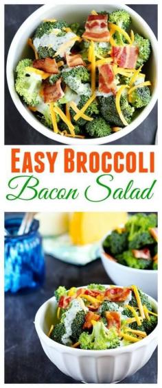 
                    
                        Easy Broccoli Bacon Salad - 6 ingredient picnic favorite broccoli salad. Whip up in minutes!
                    
                