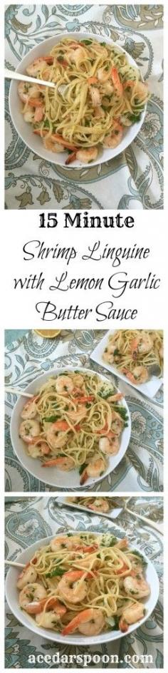 15 Minute Shrimp with Lemon Garlic Butter Sauce: light, easy and full of flavor // A Cedar Spoon. Mmmm yummy