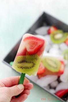 
                    
                        Strawberry Kiwi Popsicles plus 13 No-Cook Recipes to Keep You Cool- Fresh fruit popsicles the kids and adults will love!
                    
                