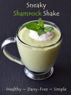 Healthy Vegan Shamrock Shake Recipe - easy, creamy, whole food ingredients - naturally dairy-free, soy-free, and vegan, optionally paleo!