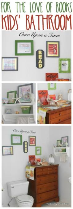 For the love of books -- a fun way to add reading decor to a kids bathroom!