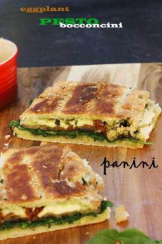 ROASTED EGGPLANT, PESTO & BOCCONCINI PANINI | Food Recipe Center