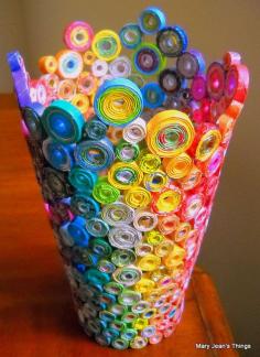 just roll duct tape or magazine strips and hot glue them together. #DIY #crafts #recycle