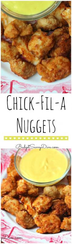 Make Chick- Fil- A Chicken Nuggets at Home! VERY frugal and Done in about 20 minutes! Your Family Will LOVE It! Copy Cat Recipe – Chick – Fil – A Nuggets