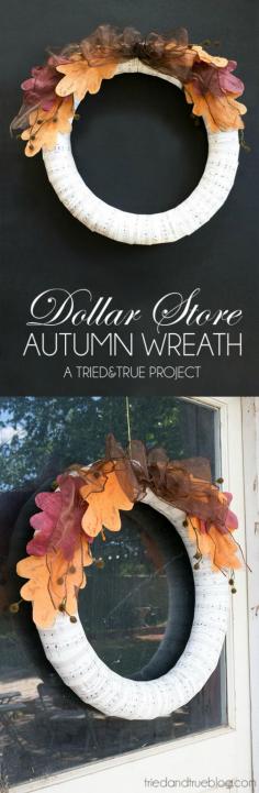 
                    
                        if you love dollar store crafts, you're going to love this $5 wreath - so fabulous for fall and VERY budget friendly!
                    
                
