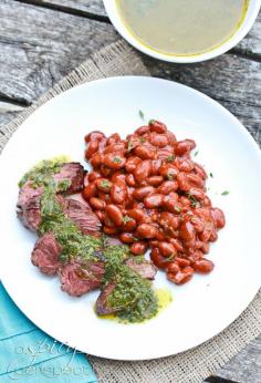 Grilled Hanger Steak with Bold Chimichurri Sauce for #FathersDay #recipe