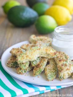 Baked Avocado Fries - Yes, you can make fries with avocados! These crispy oven-baked avocado fries are a delicious appetizer or snack. @produceforkids #SimplySummer and #Produceforkids