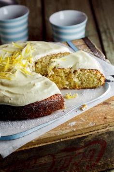 Lemon Pistachio Cake with White Chocolate Sour Cream Icing http://simply-delicious.co.za/2012/11/16/pistachio-lemon-cake-with-white-chocolate-sour-cream-icing/