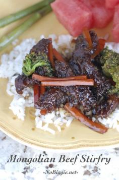 Mongolian Beef Stir Fry. Pretty simple yummy recipe I'll definitely cook again. We used noodles for a difference & it was delish!