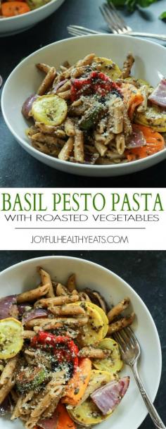 
                    
                        Basil Pesto Pasta with Roasted Vegetables, a simple kid friendly healthy pasta that's done in 30 minutes! | joyfulhealthyeats... #vegetarian #wholewheat
                    
                