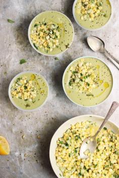 
                    
                        Chilled Cream of Basil Soup with a Corn + Cucumber Salad | With Food + Love
                    
                