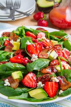 #Summer #Food - #Strawberry and #Avocado #Spinach #Salad in #Raspberry #Balsamic #Vinaigrette
