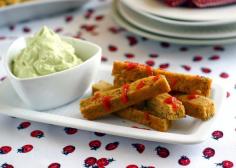 My new love: Herbed Chickpea Oven “Fries” with Avocado-Garlic Aioli (#vegan, #grainfree #recipe) | rickiheller.com