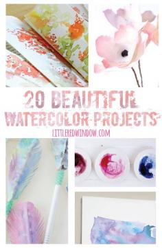 Try one of @redwindowcrafts (Cassie May) 20 Beautiful Watercolor Projects as depicted on littleredwindow.com #DIY #watercolor