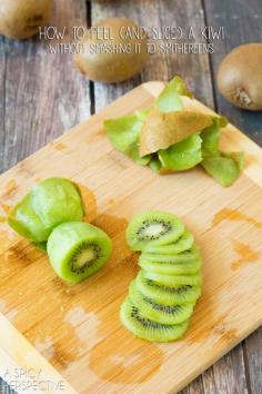 "How to Peel a Kiwi (and slice it!)" by @Niki Kinney Sommer | A Spicy Perspective #howto #cooking #kiwi