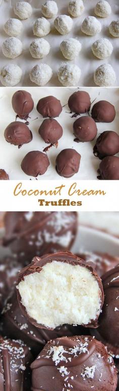 These easy chocolate coconut cream truffles are a coconut and chocolate lovers dream. #coconut #truffles #condensedmilk
