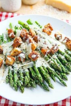 Caesar Grilled Asparagus minus croutons