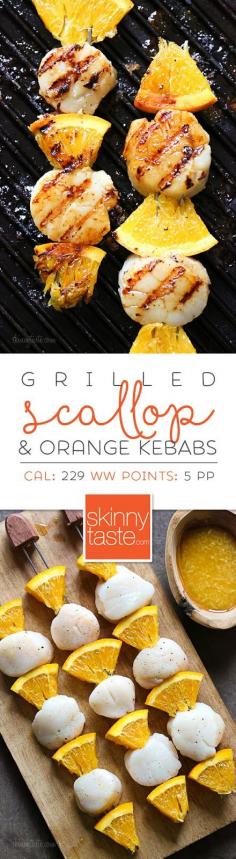 Grilled Scallop and Orange Kebabs with Honey-Ginger Glaze – 5 ingredients, ready in 15 minutes! Next to pineapple shrimp kabobs!!!